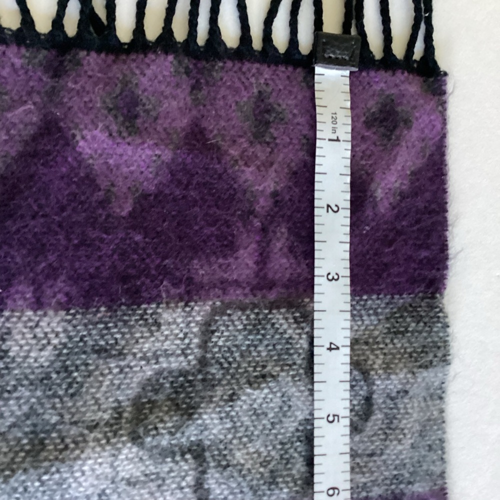 Vintage 100% Cashmere Scarf Made in Germany Hand Woven Purple Black Abstract - Picture 5 of 12